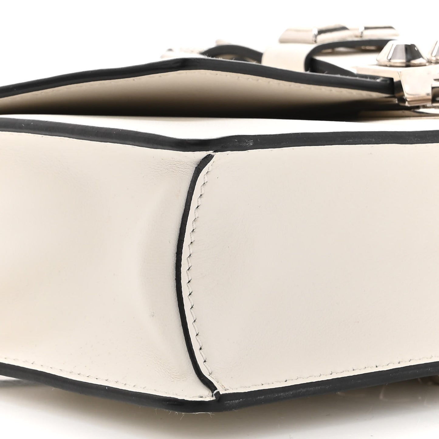 Saffiano City Calfskin Studded Small Elektra Shoulder Bag White