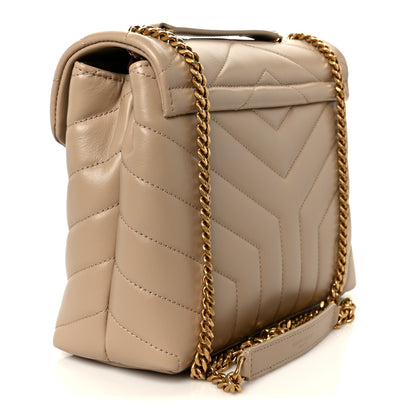 Saint Laurent Calfskin Y Quilted Monogram Small Loulou Chain Satchel Dark Beige Dark Beige 3 of 12