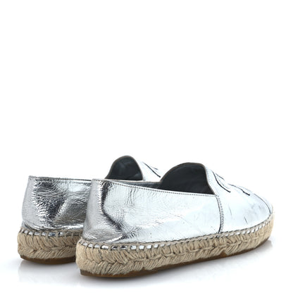 Chanel Laminated Goatskin CC Espadrilles 38 Silver 4 of 13