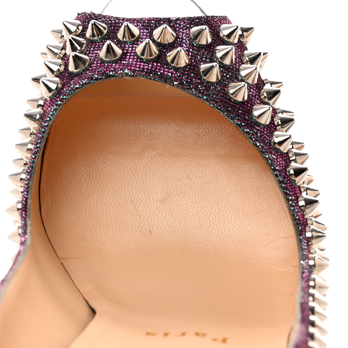 Lame Satin Lady Peep Spikes 150 Pumps 36 Turquoise Violet Silver