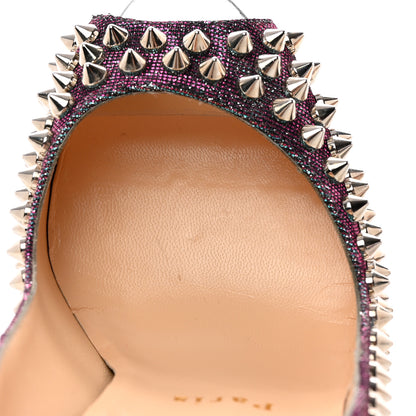 Christian Louboutin Lame Satin Lady Peep Spikes 150 Pumps 36 Turquoise Violet Silver 13 of 13