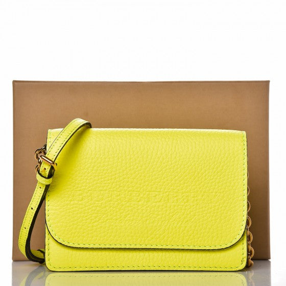 Signature Grain Small Burleigh Crossbody Bag Neon Yellow