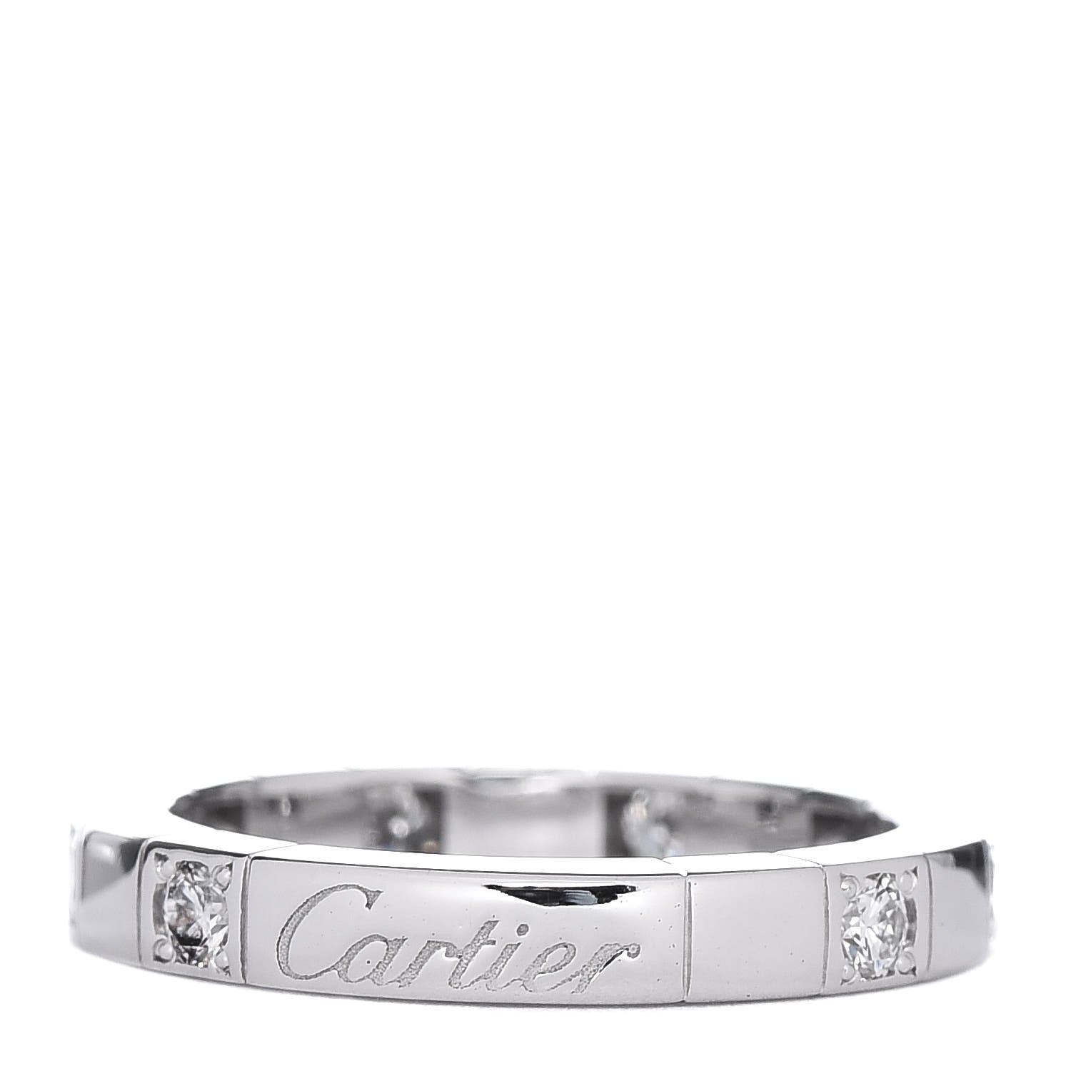 Cartier 18K White Gold Diamond Half Lanieres Ring 48 4.5 3 of 4