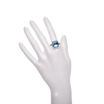 David Yurman Sterling Silver Diamond Blue Topaz 14mm Chatelaine Ring 57 8 2 of 5