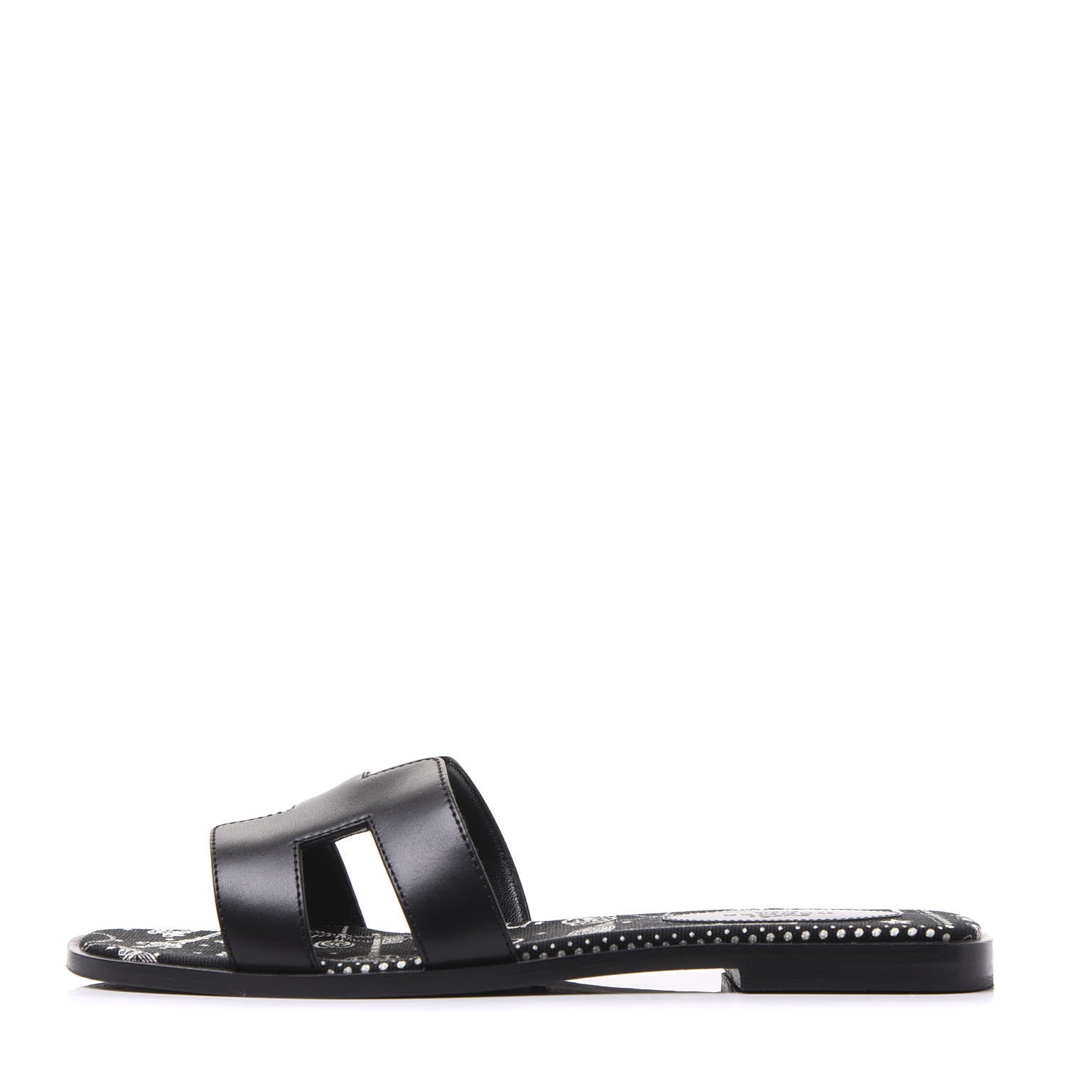Hermes Box Calfskin Oran Sandals 38 Black 1 of 9