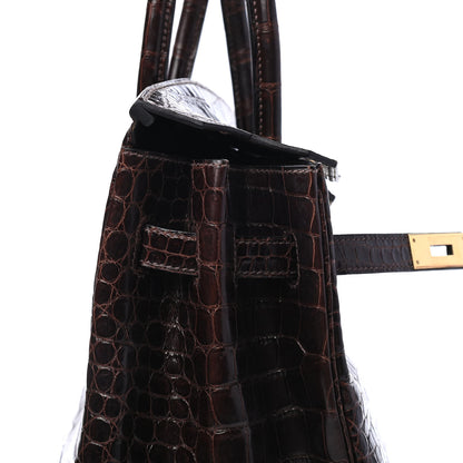 Hermes Shiny Porosus Crocodile Birkin 35 Cocoan 11 of 31