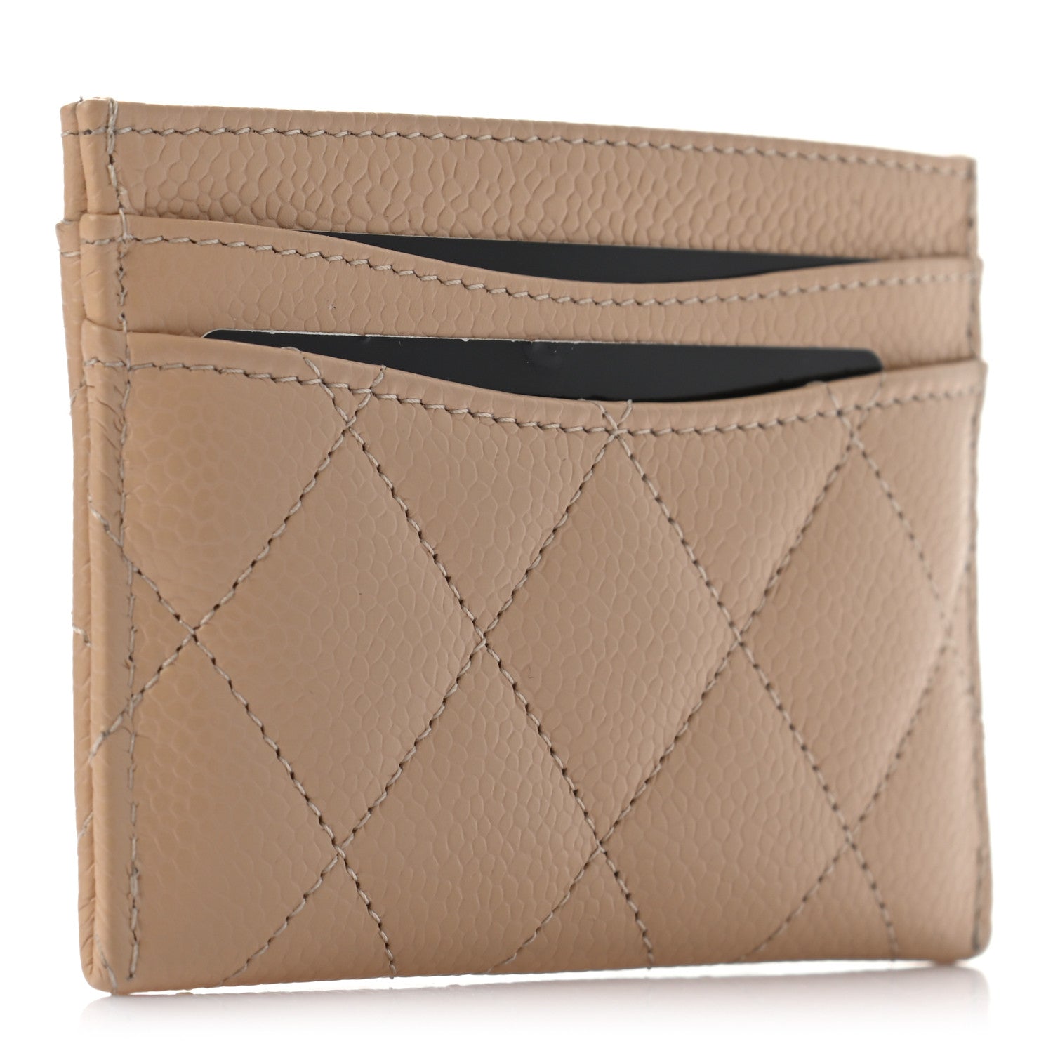 Chanel Caviar Quilted Card Holder Dark Beige 3 of 8