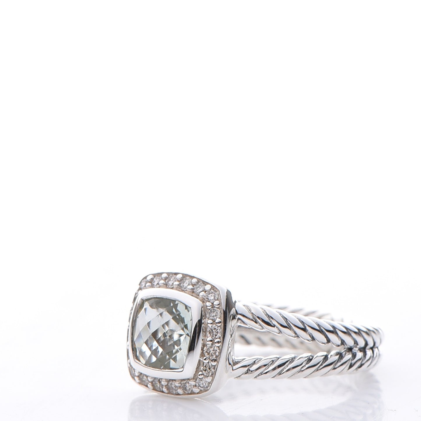 Sterling Silver Diamond Prasiolite 7mm Petite Albion Ring 54 7