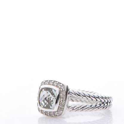 David Yurman Sterling Silver Diamond Prasiolite 7mm Petite Albion Ring 54 7 3 of 5