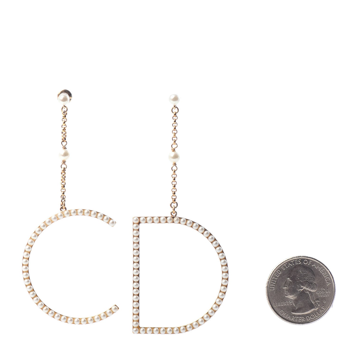 Christian Dior Pearl C D Drop Earrings 2 of 5