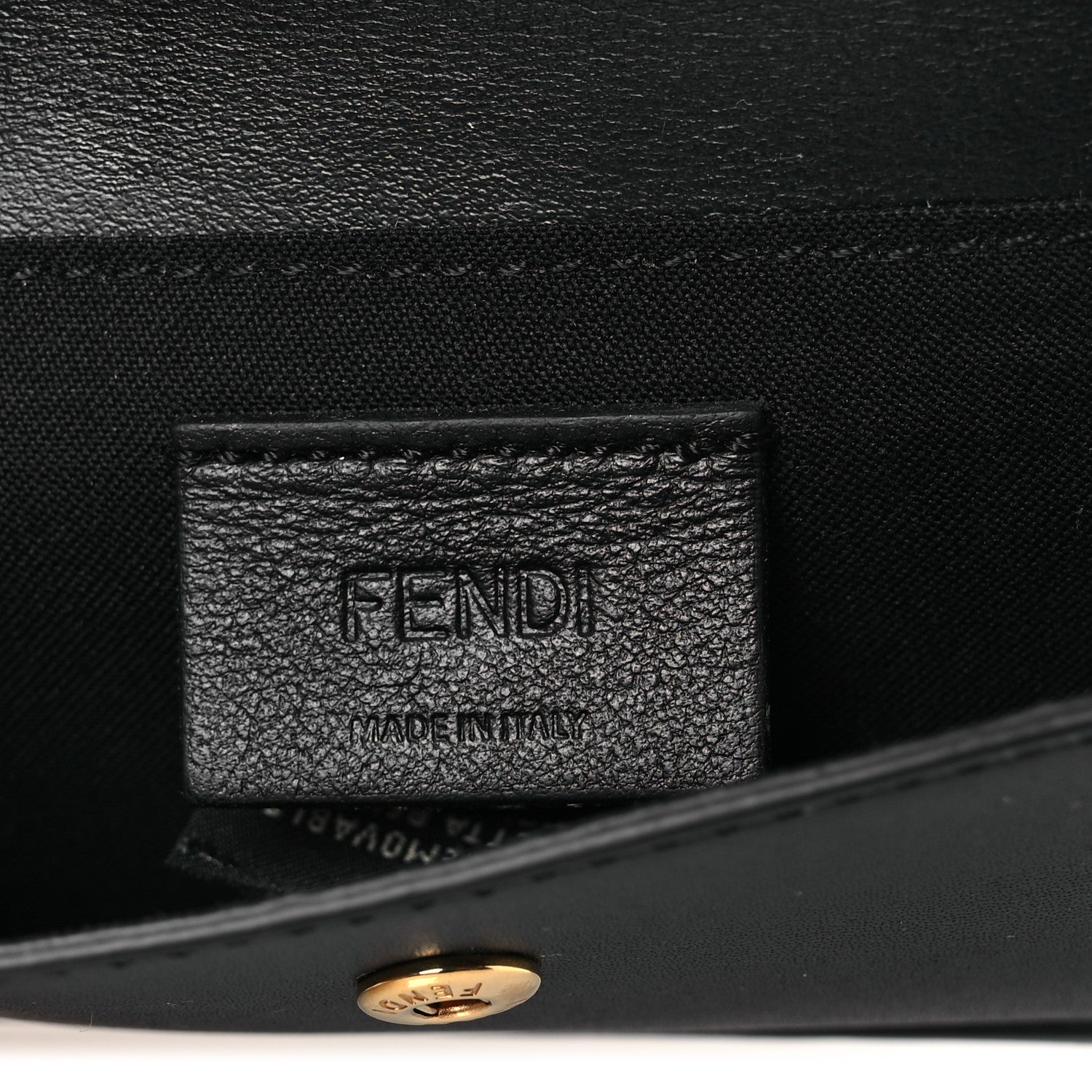 Fendi Vitello King Tamponato Logo Embossed Fold Over Card Holder Wallet Black 6 of 7