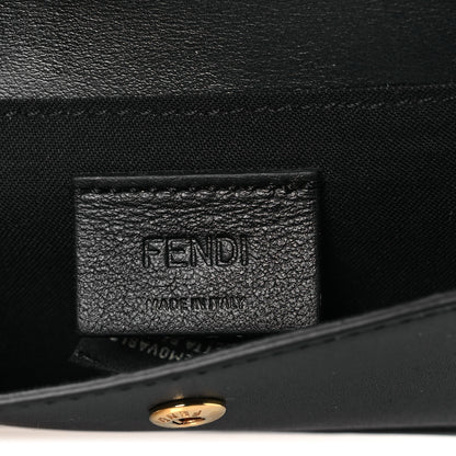 Fendi Vitello King Tamponato Logo Embossed Fold Over Card Holder Wallet Black 6 of 7