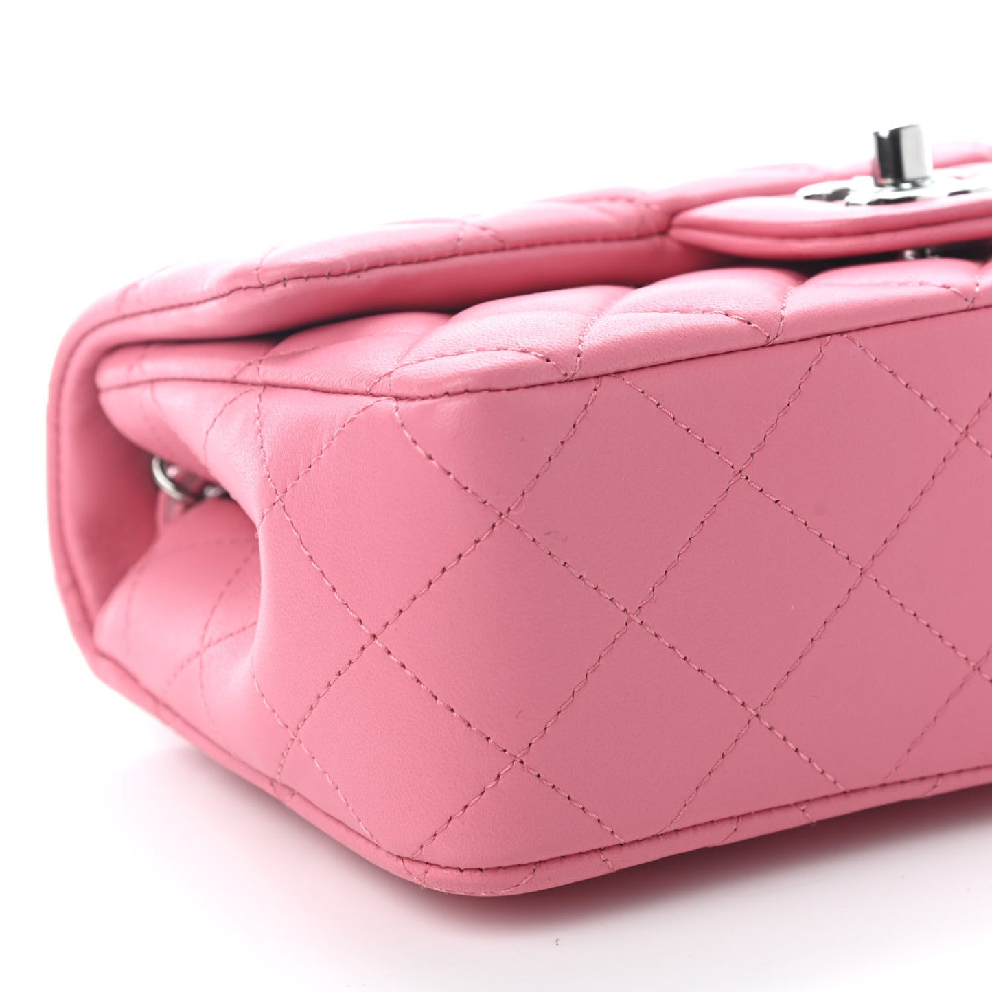 Lambskin Quilted Mini Rectangular Flap Pink