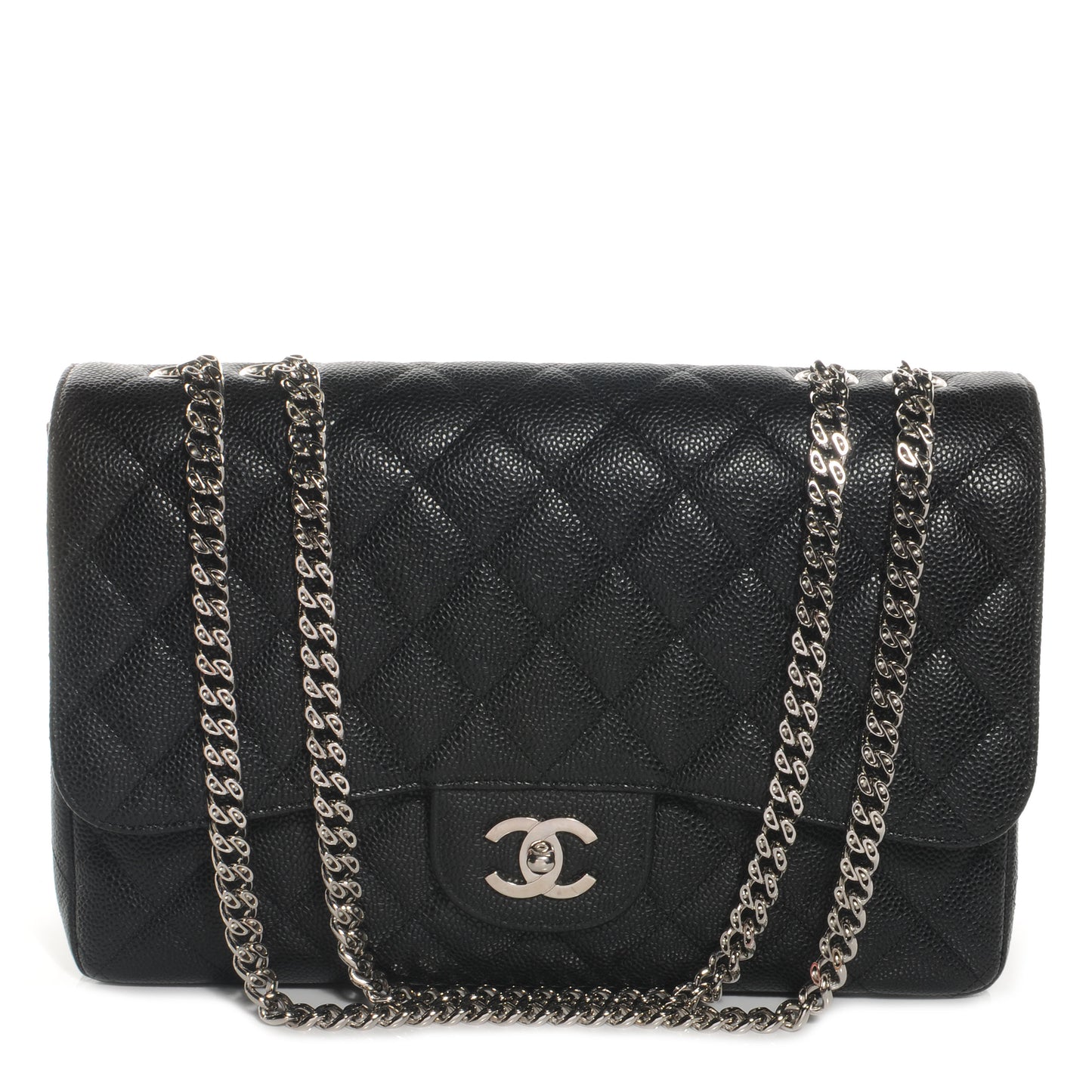 Caviar Quilted Jumbo Single Flap Bijoux Chain Black