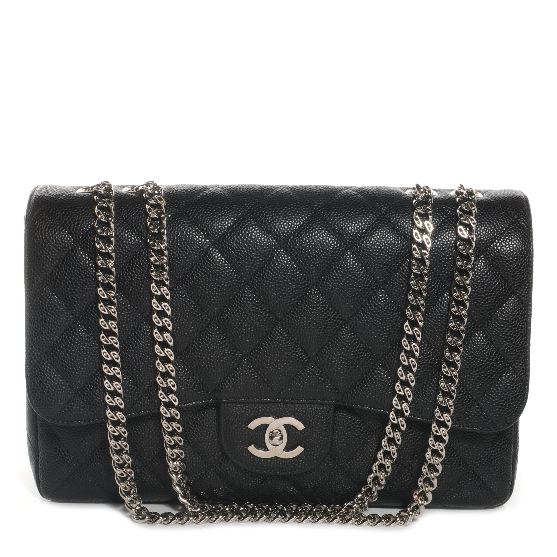 Chanel Caviar Quilted Jumbo Single Flap Bijoux Chain Black 1 of 8