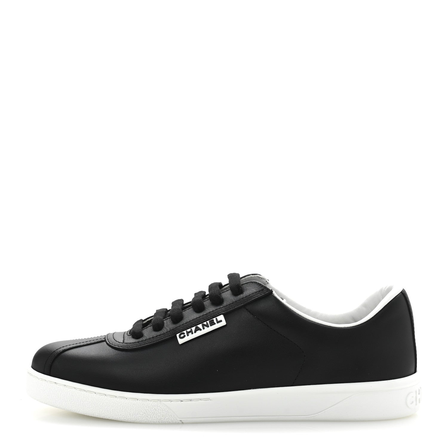 Chanel Calfskin CC Womens Sneakers 38.5 Black 1 of 9
