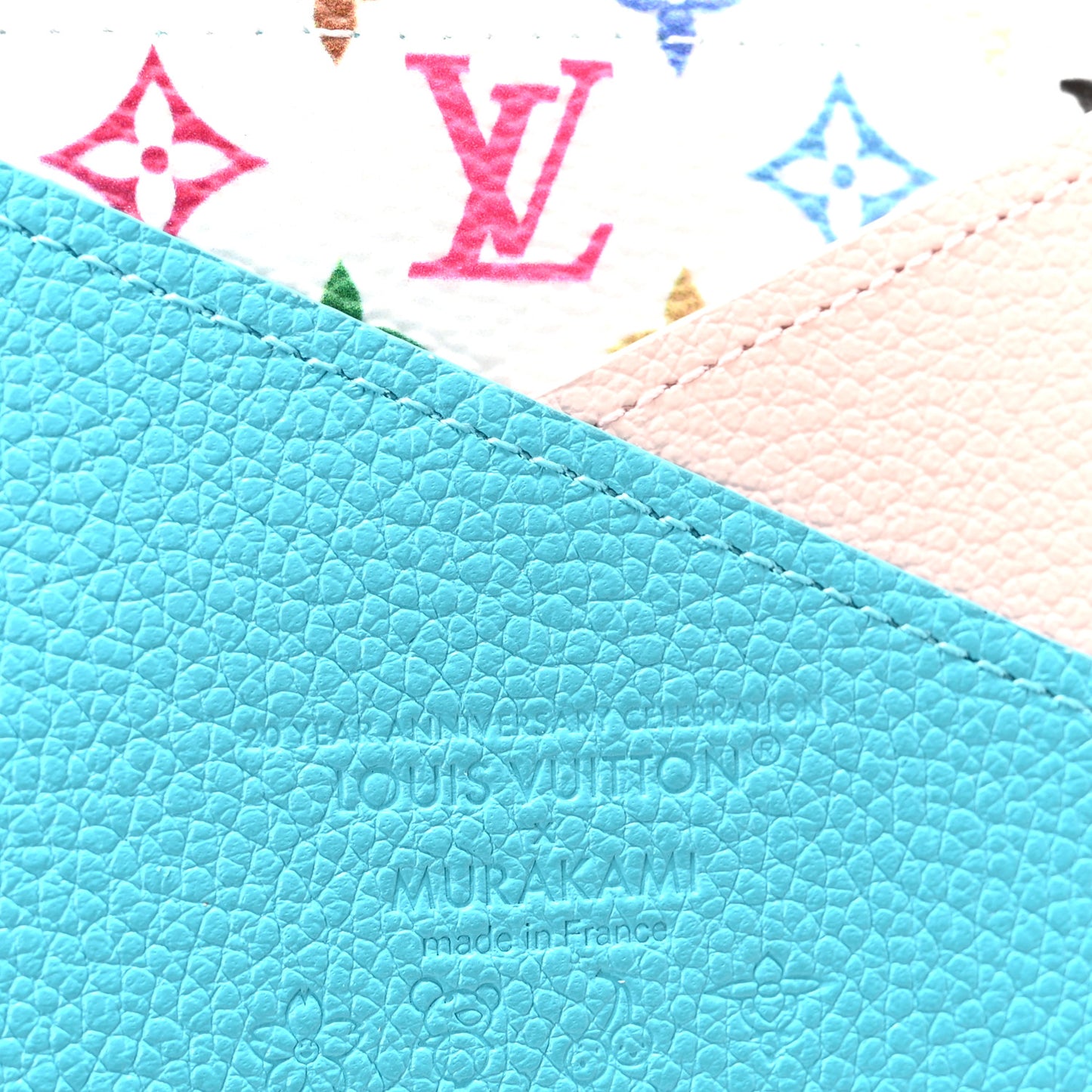 LV X TM Monogram Multicolor Criss-Cross Card Holder Kabira Blue Rose