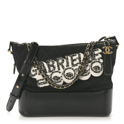Chanel Wool Calfskin Quilted Medium Gabrielle Hobo Black 1 of 12