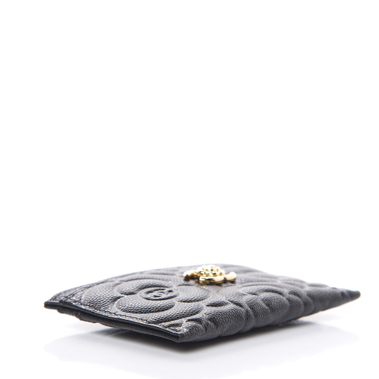 Chanel Caviar Camellia Embossed Card Holder Black 4 of 9