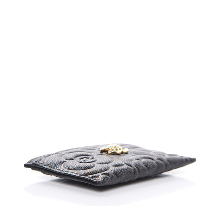 Chanel Caviar Camellia Embossed Card Holder Black 4 of 9