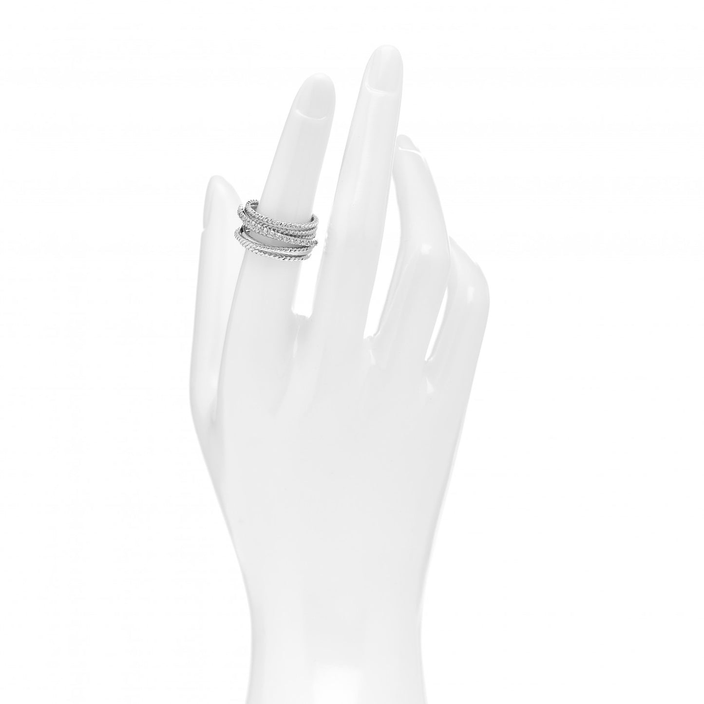 Sterling Silver Diamond 11mm Wide Crossover Cable Ring 52 6
