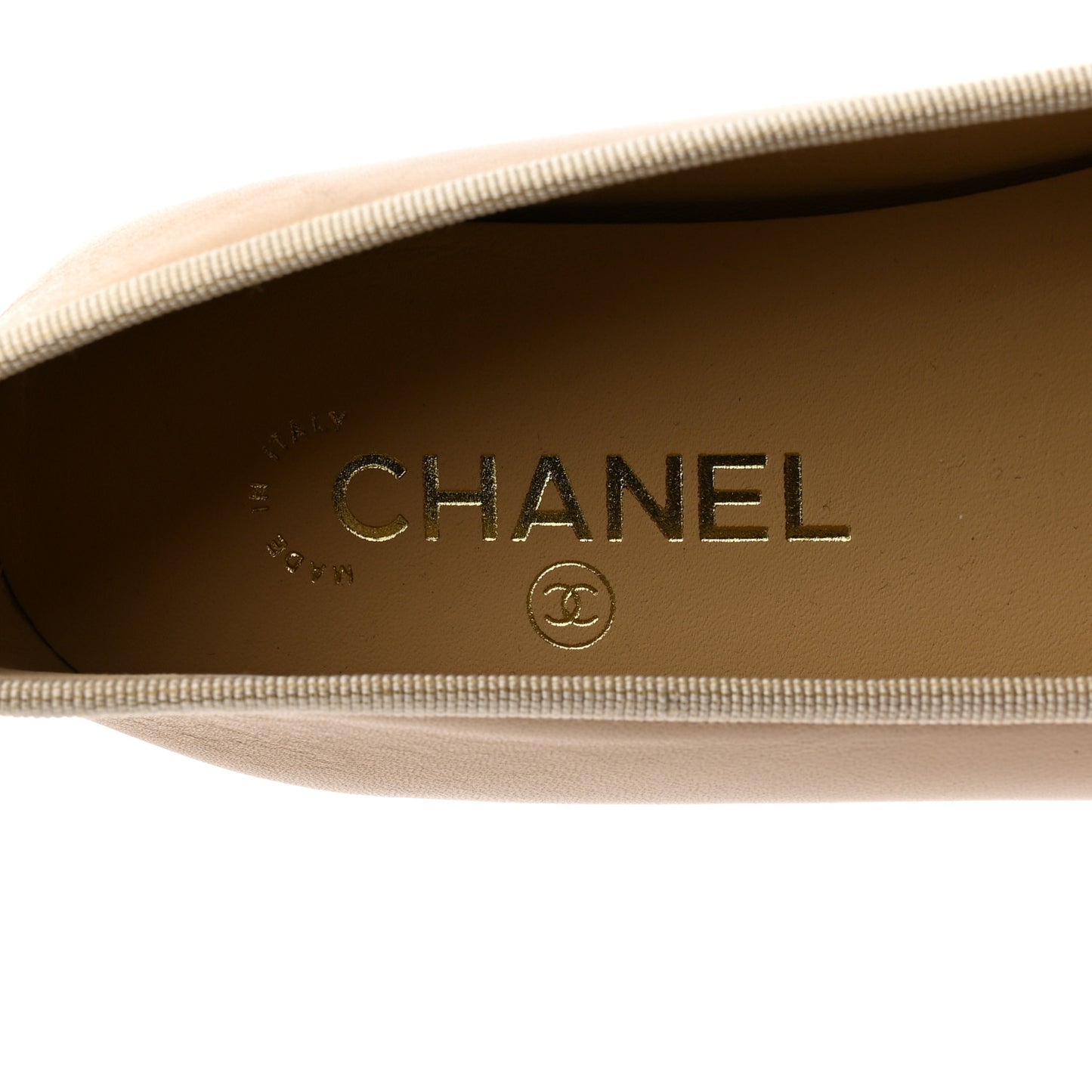 Lambskin Cap Toe CC Ballerina Flats 38.5 Beige Black