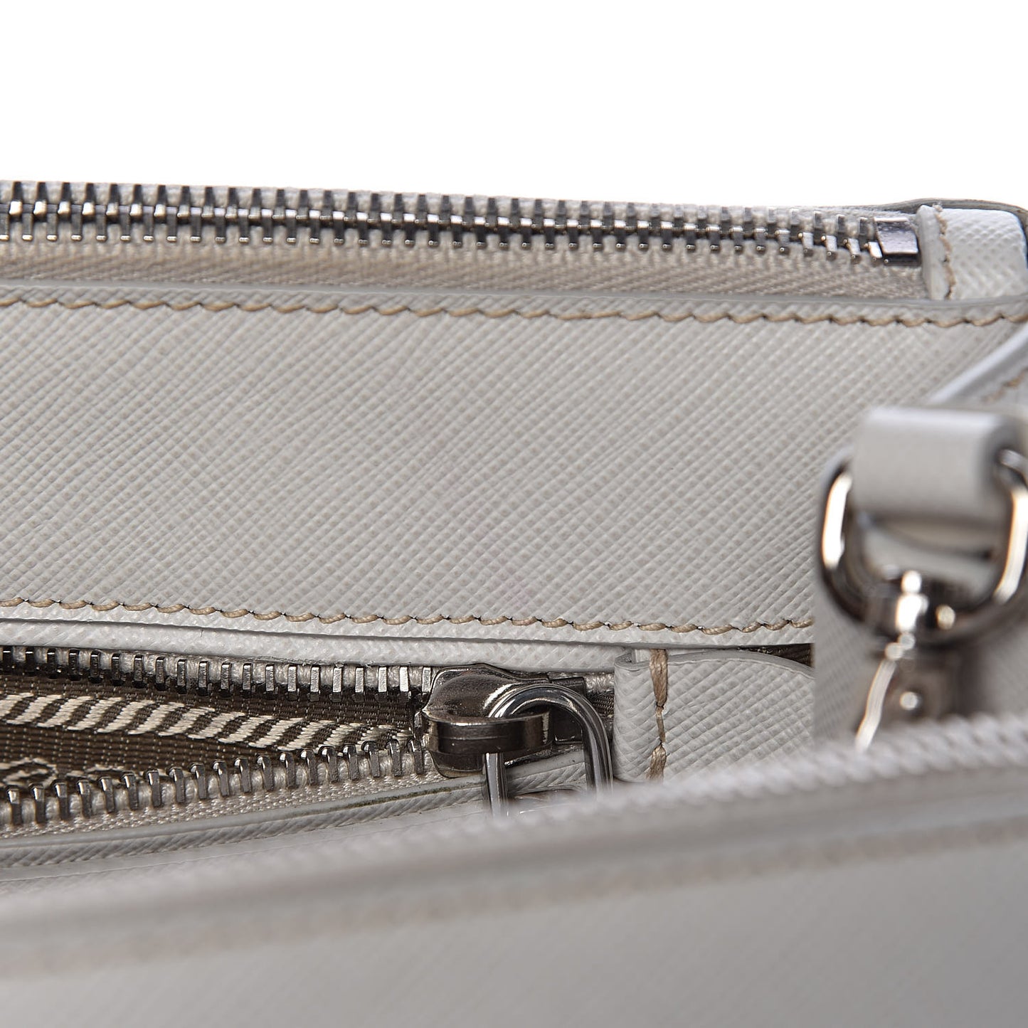 Saffiano Lux Small Double Zip Tote Talco
