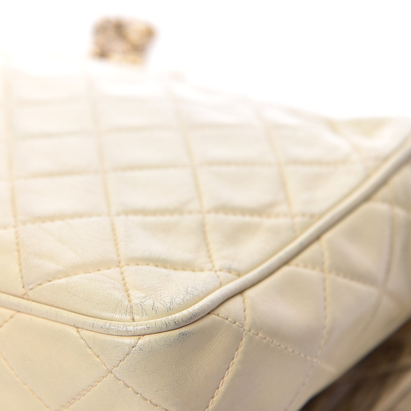 Lambskin Quilted Tassel Camera Case Pouch Beige