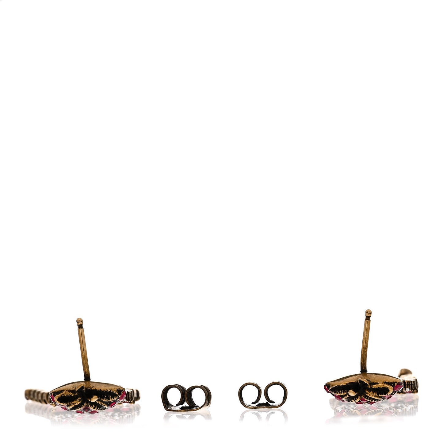 Metal Crystal Interlocking G Strawberry Drop Earrings Red