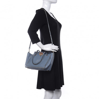 Valentino Garavani Vitello Small Rockstud Tote Grey 2 of 9