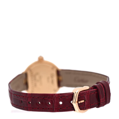 Cartier 18K Yellow Gold Alligator Diamond Pave 24mm Quartz Watch Burgundy 3 of 4