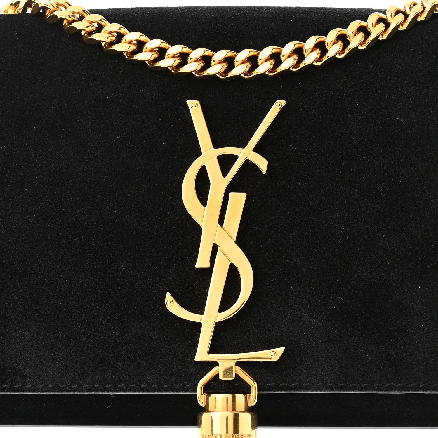 Saint Laurent Suede Small Classic Monogram Kate Tassel Satchel Black 7 of 10