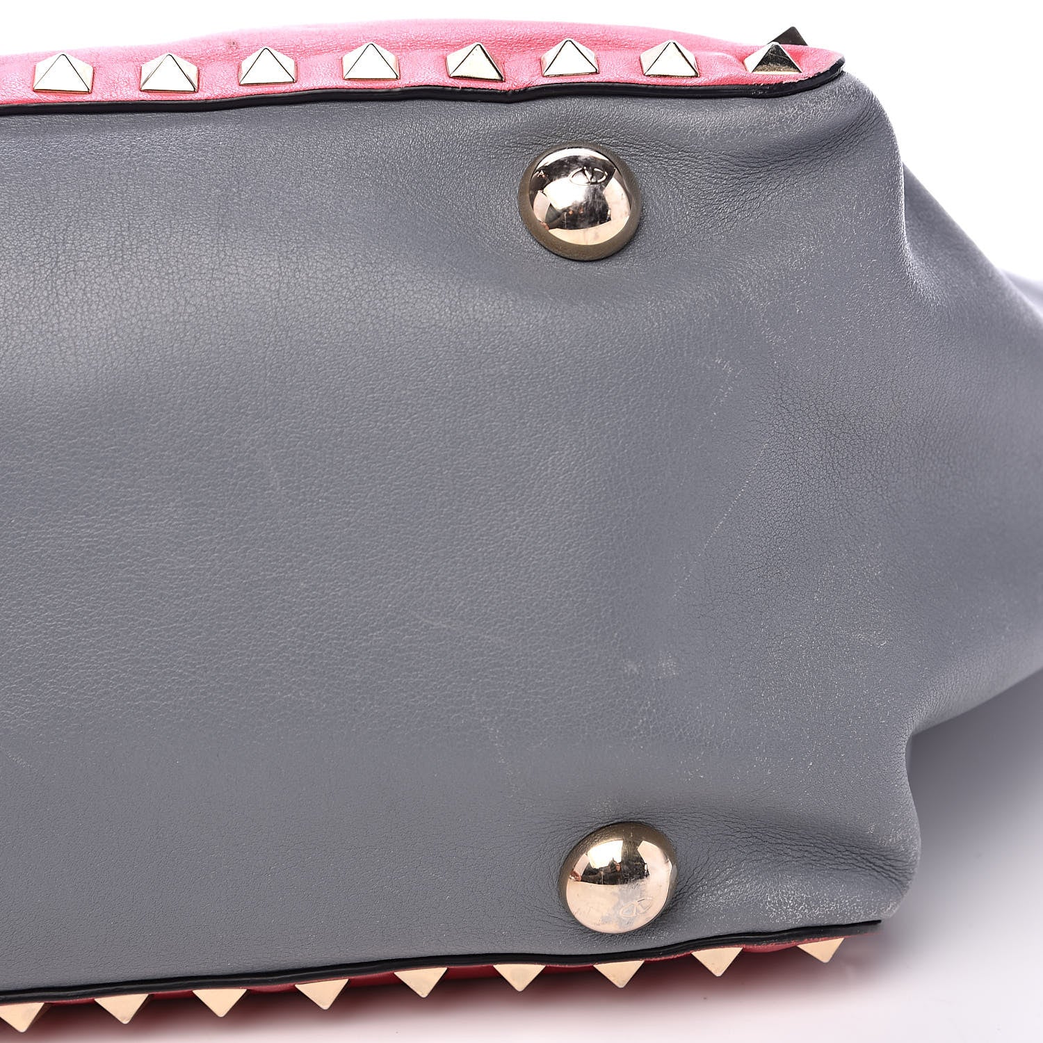 Valentino Garavani Vitello Colorblock Medium Rockstud Tote Deep Rose Clover Grey Scarlet 10 of 20