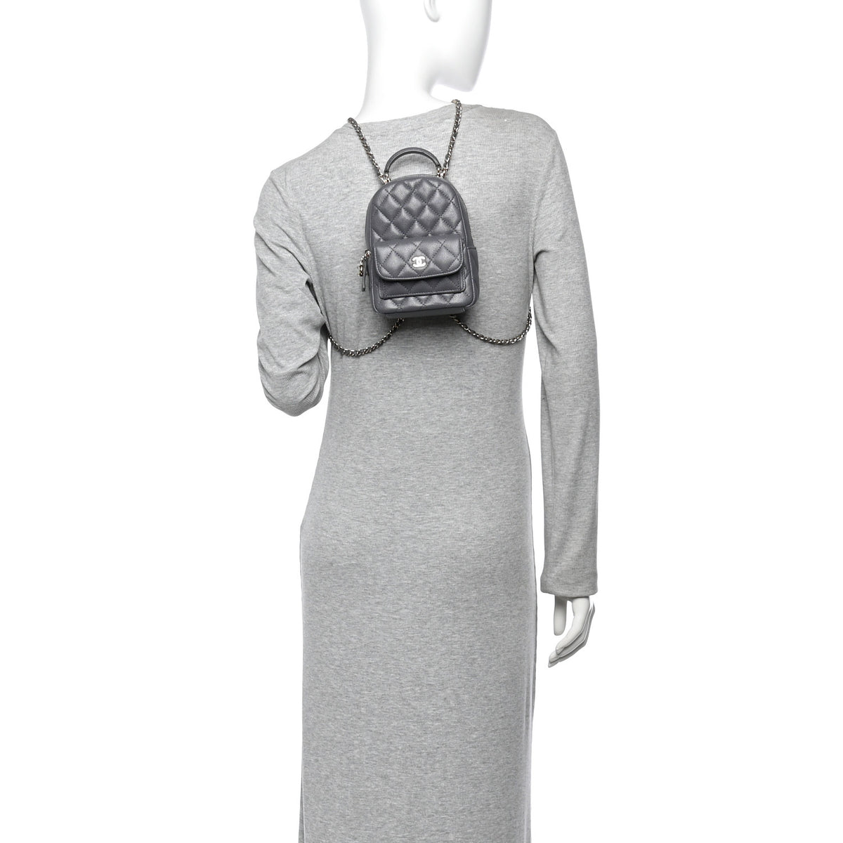 Caviar Quilted CC Mini Classic Backpack Grey