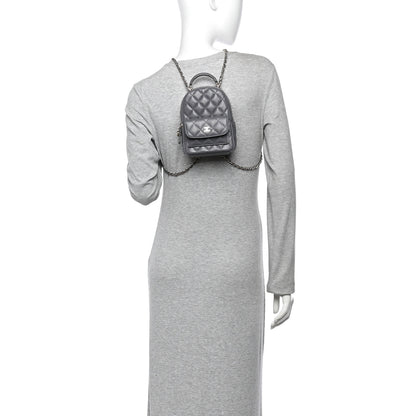 Chanel Caviar Quilted CC Mini Classic Backpack Grey 2 of 10