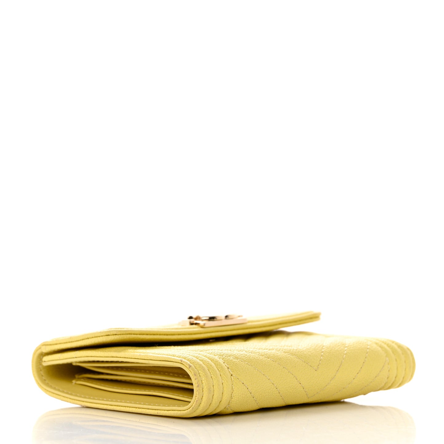 Caviar Chevron Quilted Boy Compact Wallet Yellow