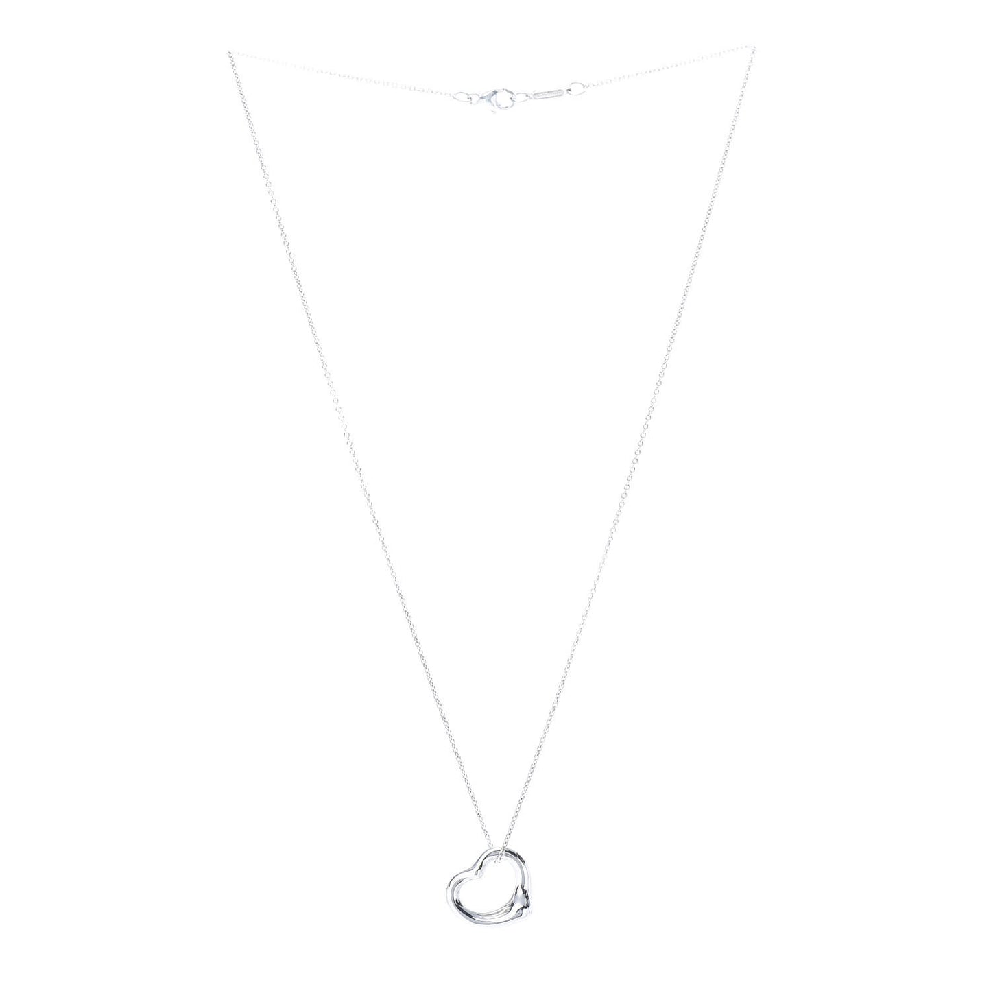 Sterling Silver 16mm Elsa Peretti Open Heart Pendant Necklace