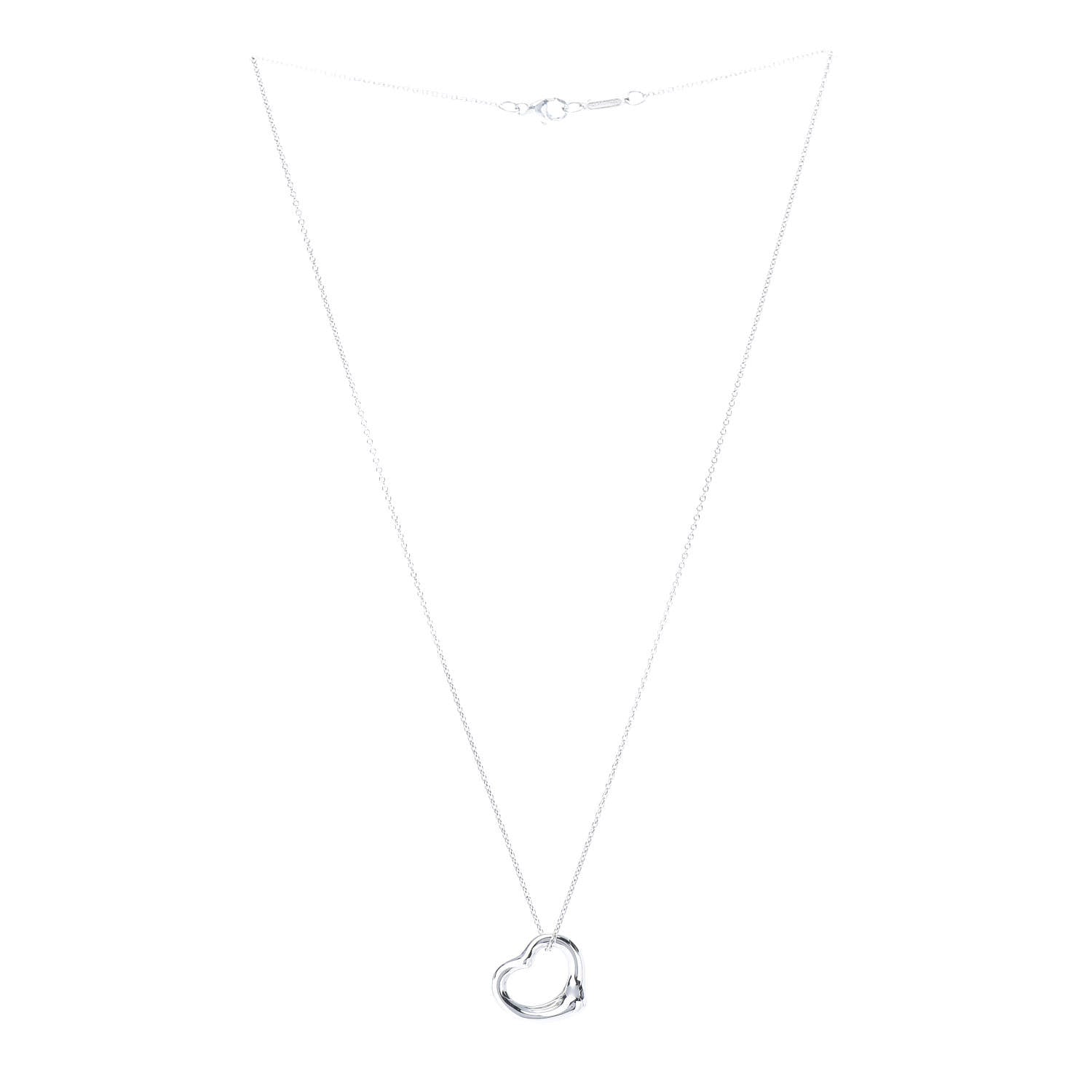Tiffany Sterling Silver 16mm Elsa Peretti Open Heart Pendant Necklace 3 of 7