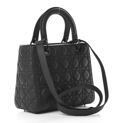 Christian Dior Ultra Matte Calfskin Cannage Medium Lady Dior Black 4 of 13