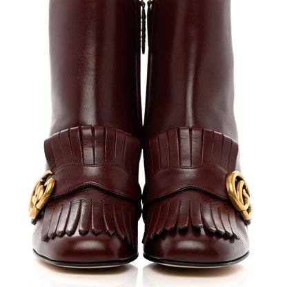 Gucci Malaga Kid GG Marmont Fringe 75mm Ankle Boots 35 Vintage Bordeaux 5 of 12