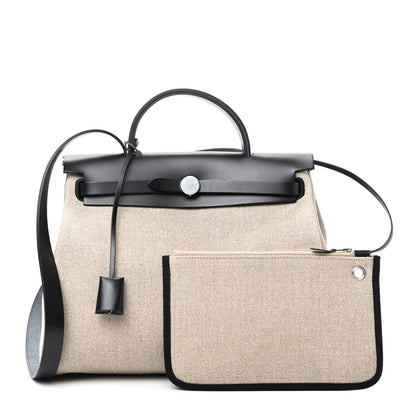 Hermes Military Toile Vache Hunter Herbag Zip Retourne 31 PM Ficelle Black 1 of 10