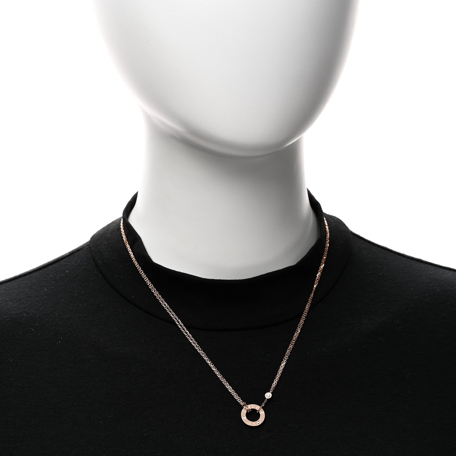 Cartier 18K Pink Gold 2 Diamond LOVE Necklace 2 of 5