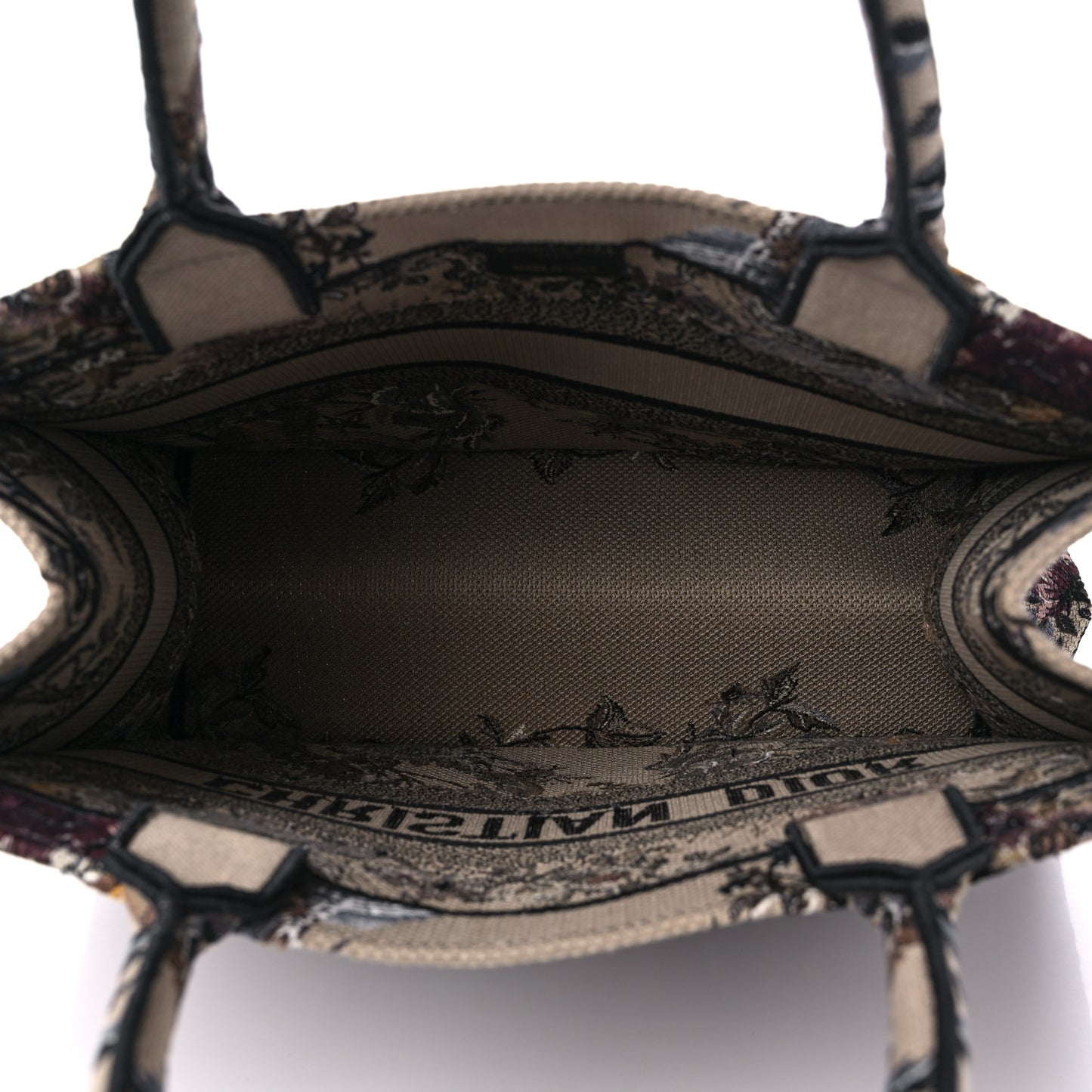 Canvas Embroidered Jardin D'Hiver Medium Book Tote Beige Multicolor