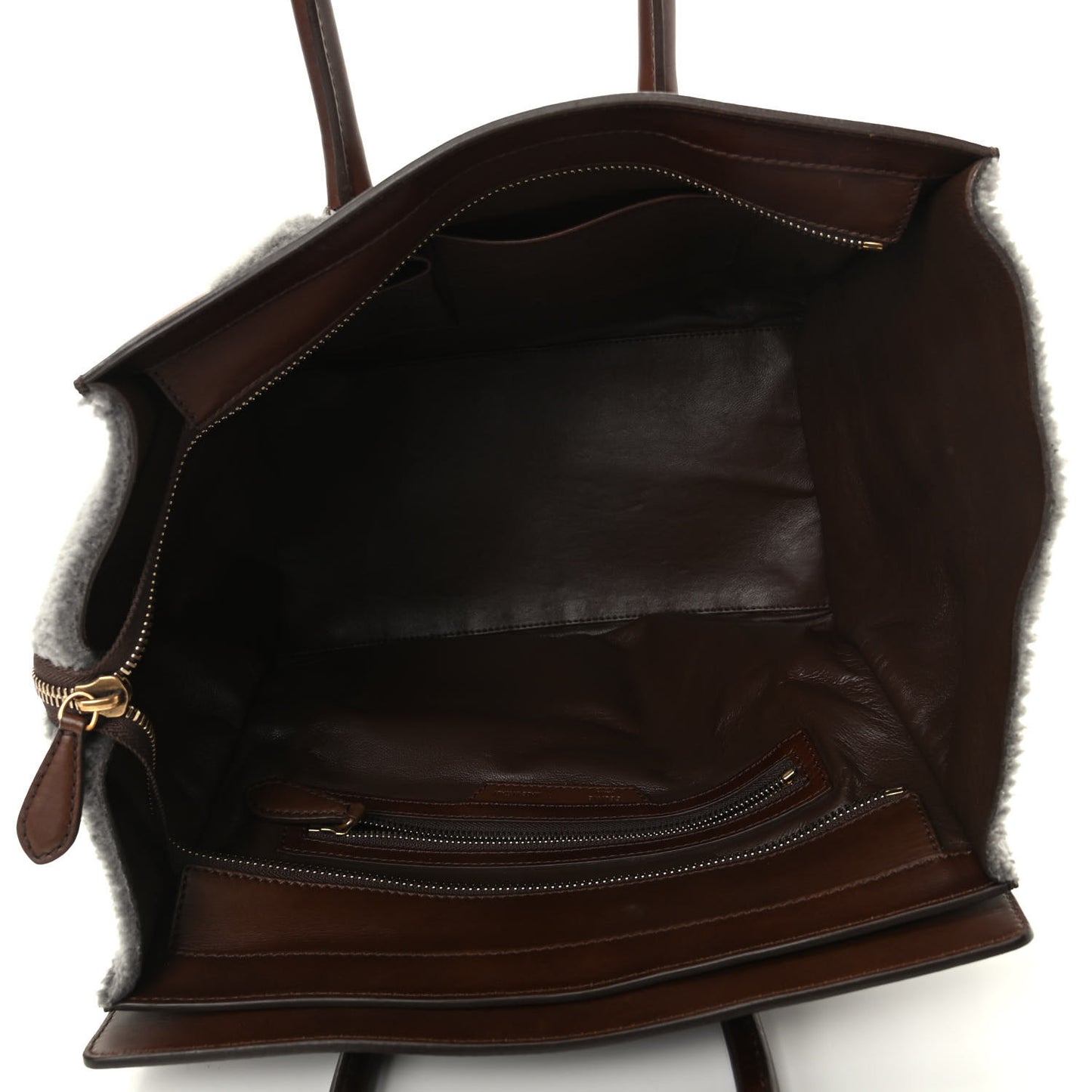 Smooth Calfskin Shearling Mini Luggage Grey