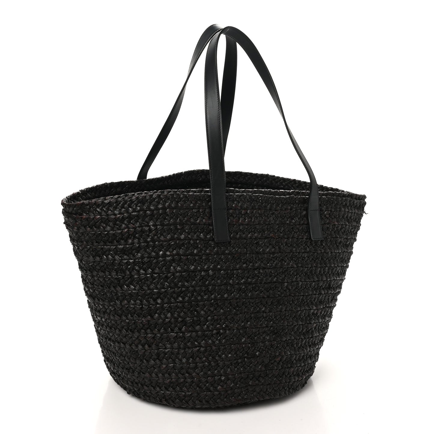 Raffia Medium Panier Bag Black