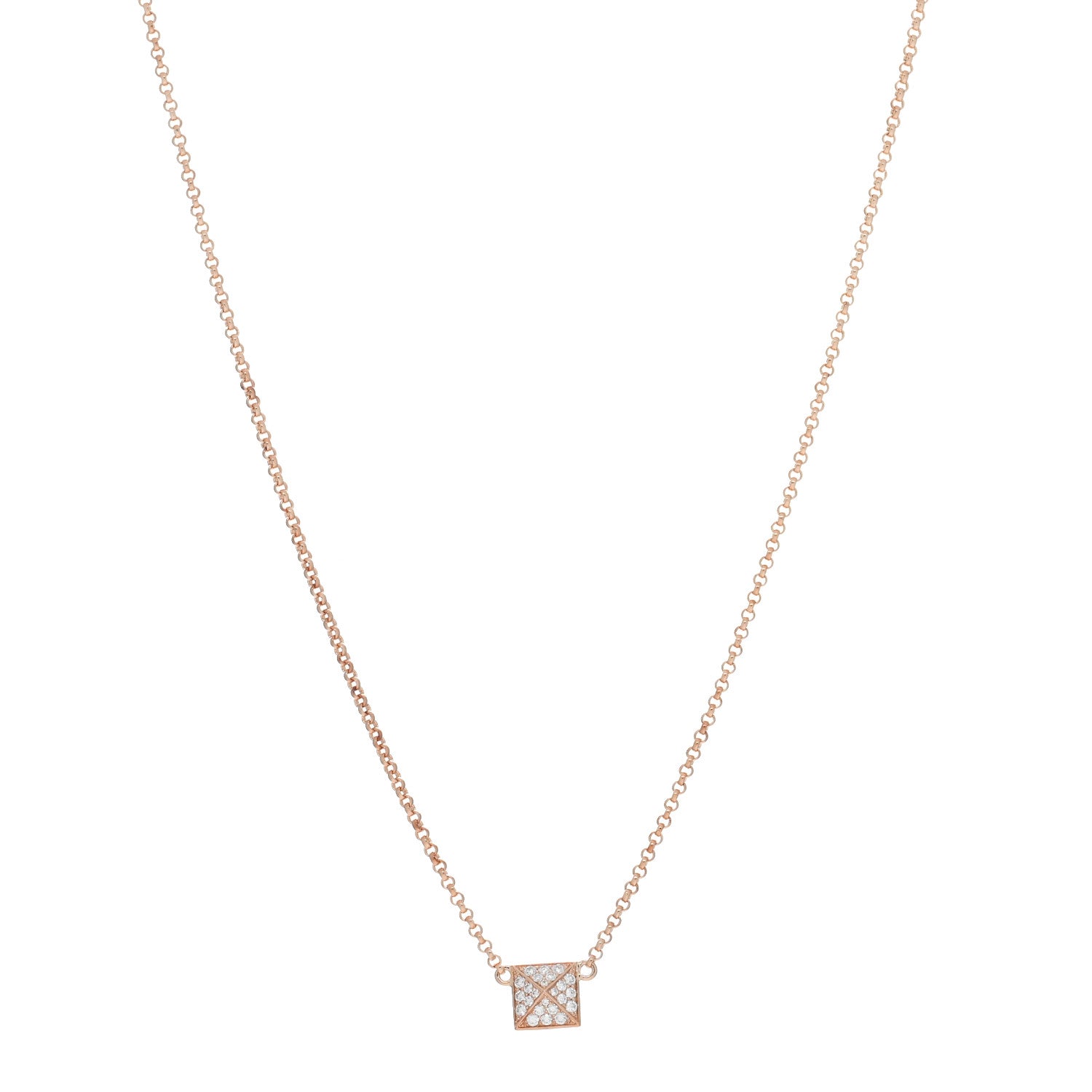 Hermes 18K Rose Gold Diamond Clou d'H Pendant Necklace 1 of 5