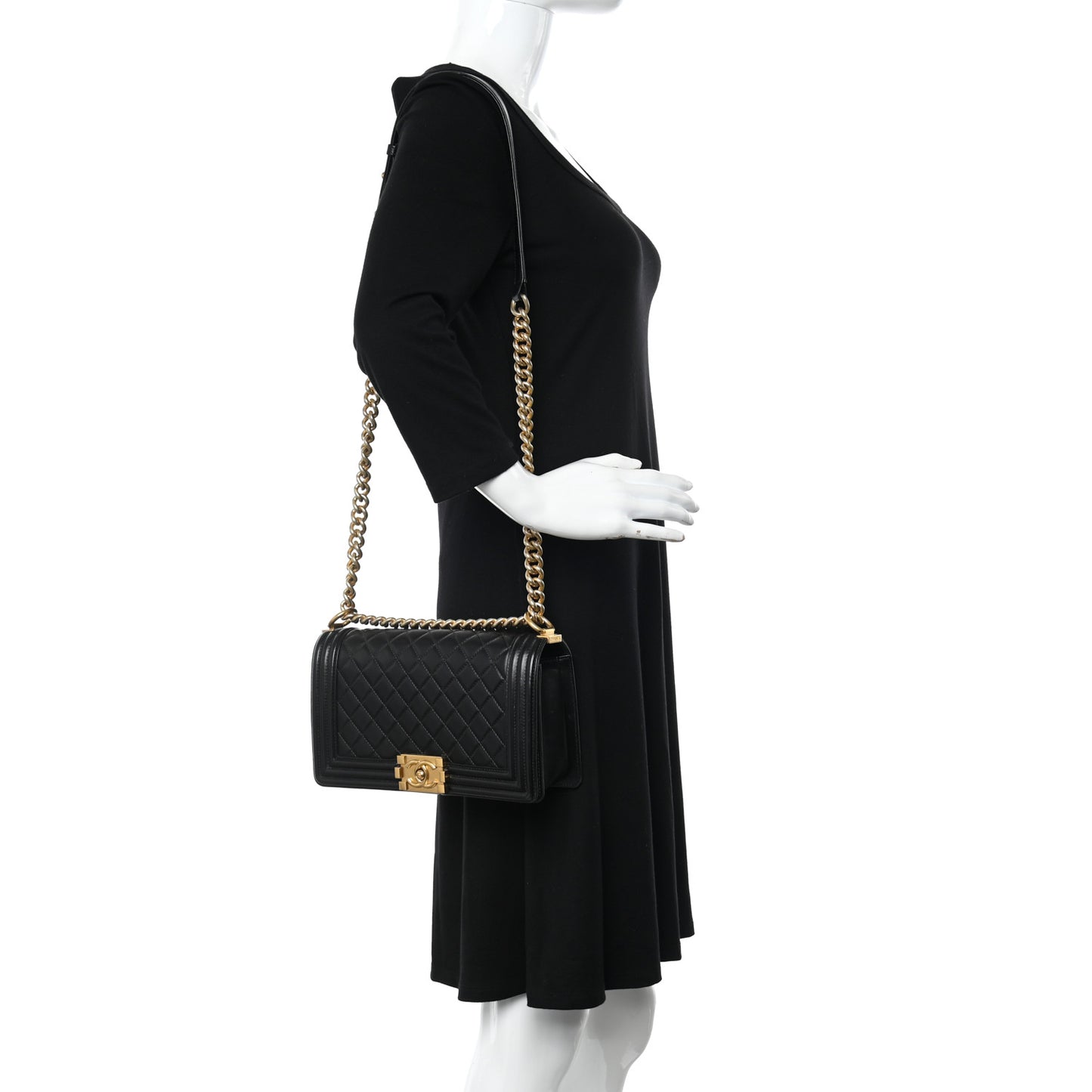 Lambskin Quilted Medium Boy Flap Black