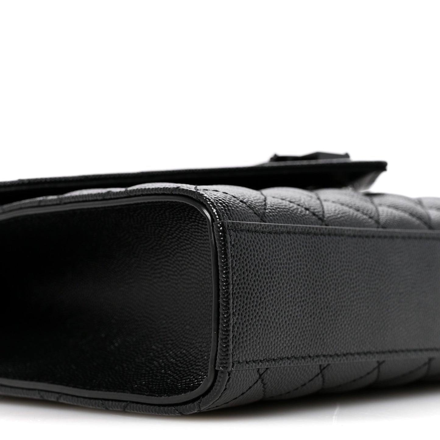 Grain De Poudre Textured Mixed Matelasse Triquilt Medium Monogram Monochrome Satchel Black