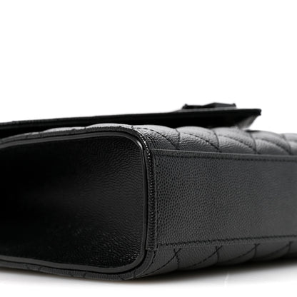 Saint Laurent Grain De Poudre Textured Mixed Matelasse Triquilt Medium Monogram Monochrome Satchel Black 9 of 11