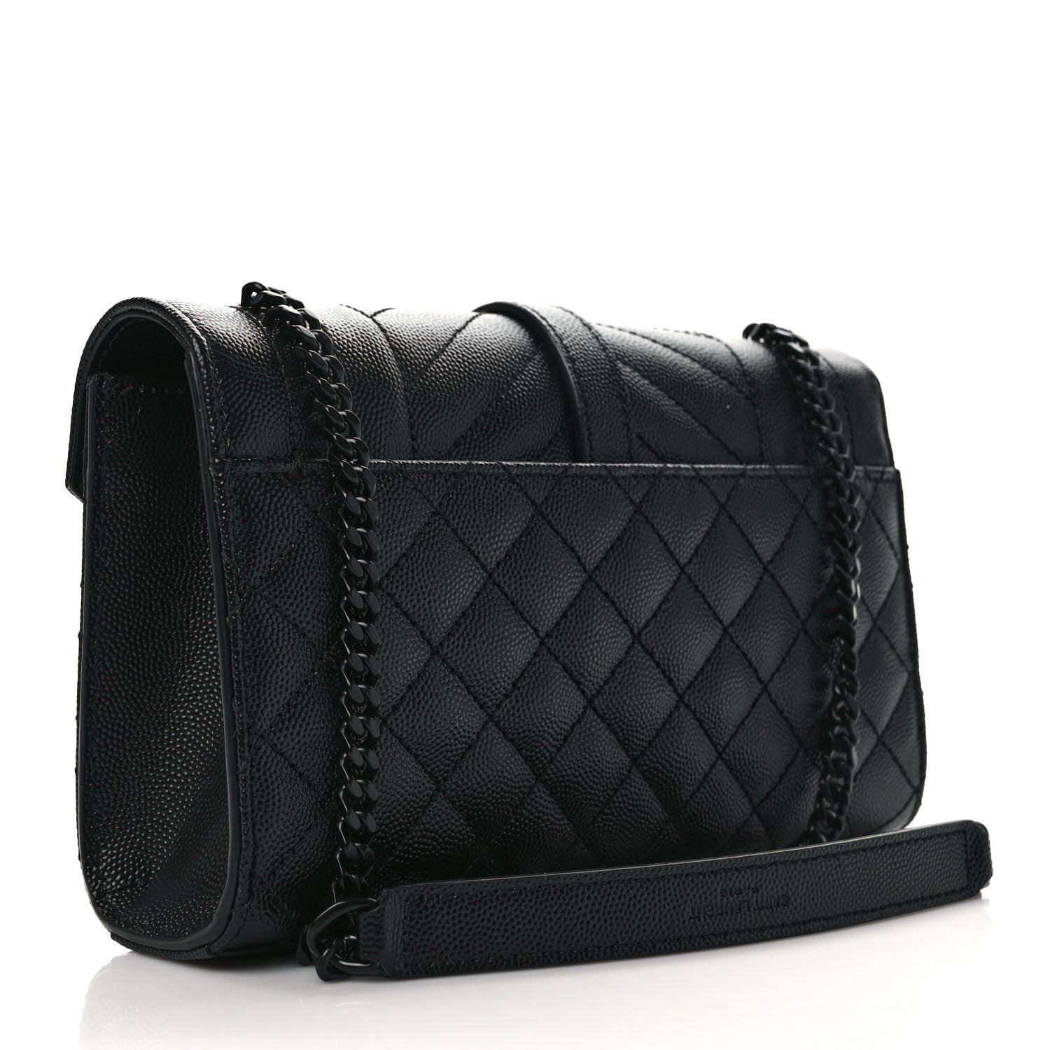 Saint Laurent Grain De Poudre Textured Mixed Matelasse Triquilt Small Monogram Monochrome Satchel Black 3 of 9